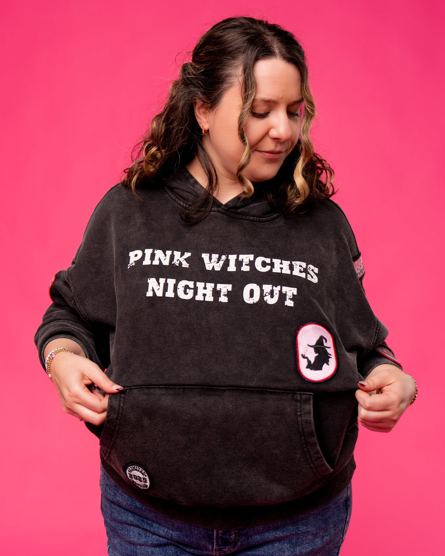 Patchwork Pink Witches Hoodie
